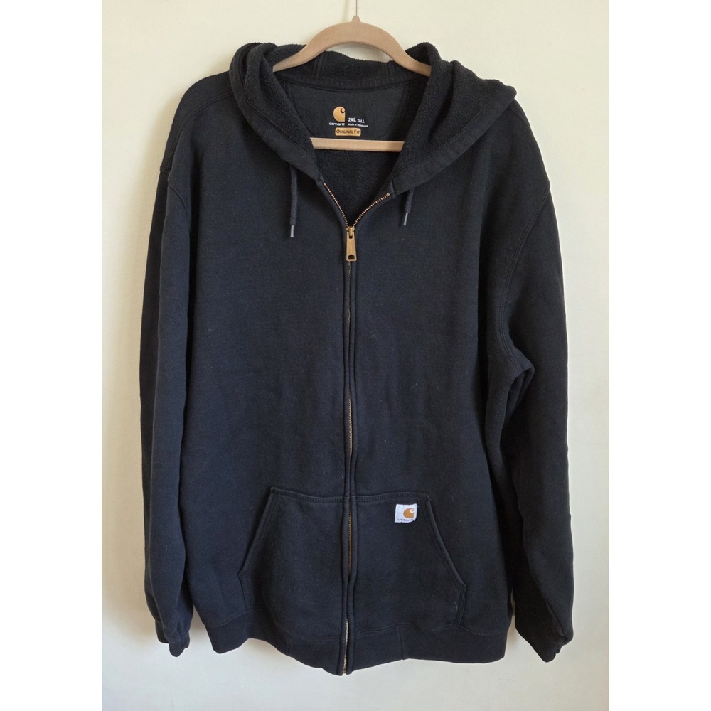 Carhartt Men's Workwear Midweight Hooded Zip Front Black Sweatshirt 2XL